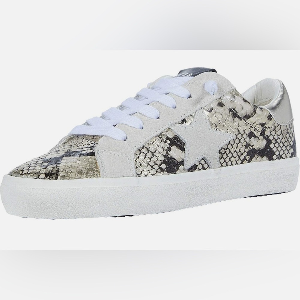 Snakeskin Star Sneakers with White Accents